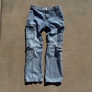 Zara Womens Denim Cargo Jeans